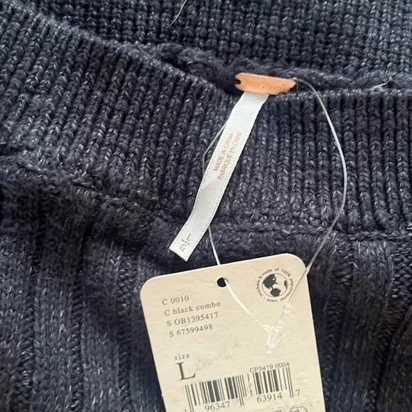 Free People Black Knit Midi Skirt Large - Picture 10 of 10